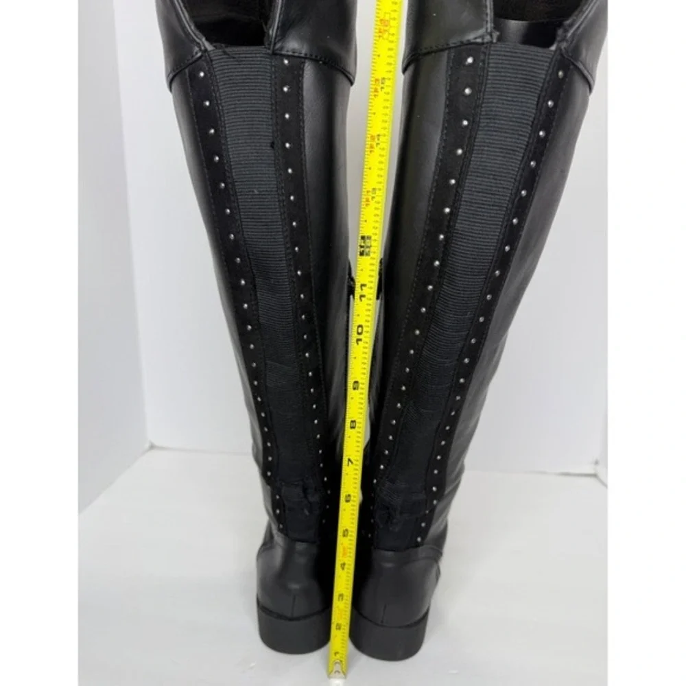 Primark Black Knee‑High Studded Womens Equestrian Riding‎ Boots 6 Biker Y2K Goth